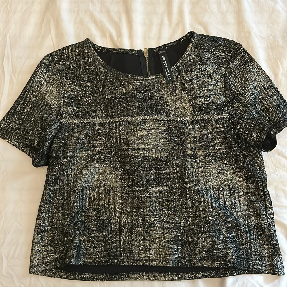 Design Lab by Lord & Taylor metallic crop top